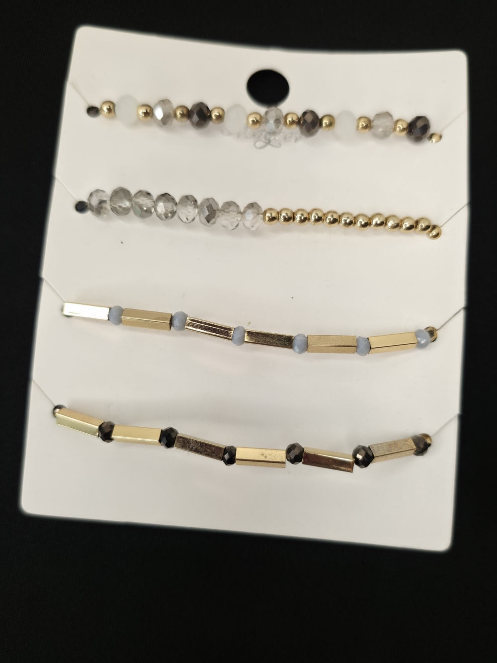 💫3x25$ Gold-Tone Multi-Row Beaded Bracelet Set in Gold and Clear